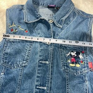Vintage 90's Mickey Unlimited Jean Denim Button Down Vest Disney Mouse1X